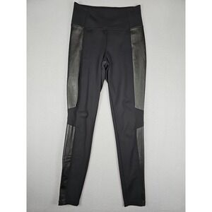 Athleta Delancey Shine Moto Tight Pants Leggings Sz Small Black Ankle Zip 631745